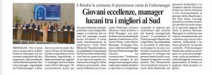 La carta stampata e i blog celebrano il successo dei Manager Lucani al Premio Giovane Manager
