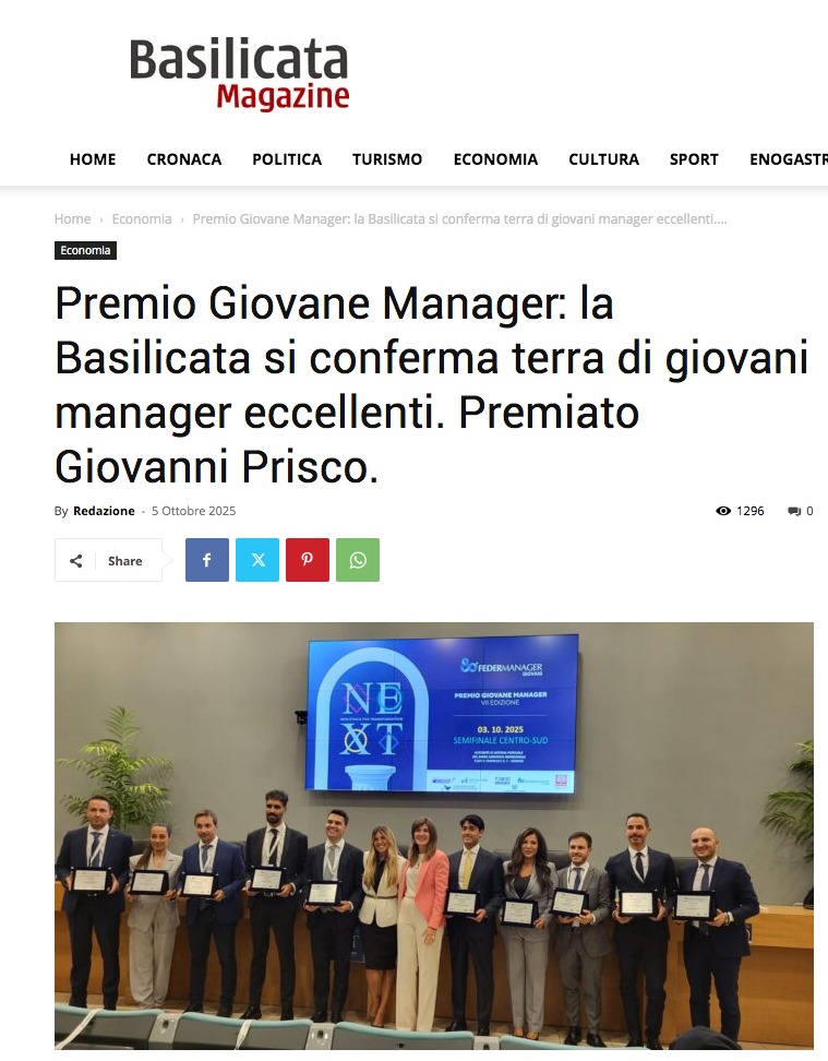 La carta stampata e i blog celebrano il successo dei Manager Lucani al Premio Giovane Manager