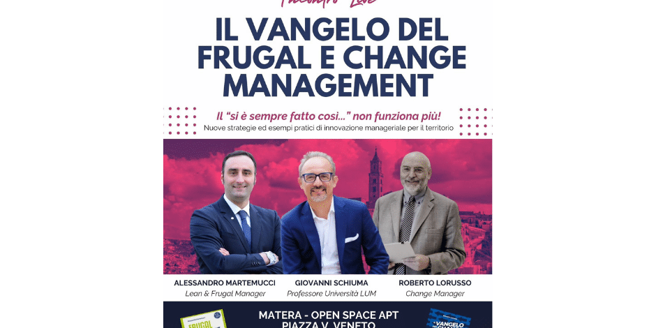 il-vangelo-del-frugal-e-change-management (1) Federmanager Basilicata: innovazione e cambiamento nel management in un talk a Matera